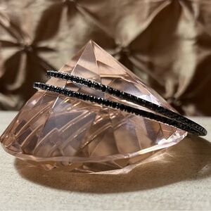 Rarities by Carol Brodie NWT Black Spinel Eternity Bangle Sterling Bracelet Set